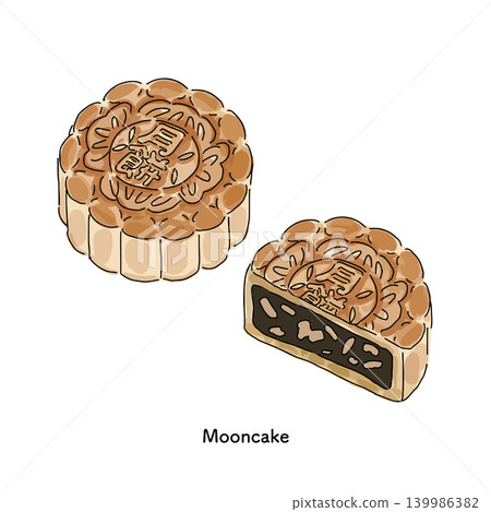 Hand-drawn line art style mooncake illustrations: Mid-Autumn Festival and autumn gourmet ingredients Hand-drawn line art style mooncake illustrations: Mid-Autumn Festival and autumn gourmet ingredients 139986382