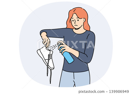 Woman shoes have bad odor and require use of antibacterial gel to get rid of stench Woman shoes have bad odor and require use of antibacterial gel to get rid of stench 139986949