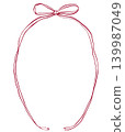 Vector rectangular frame with jagged, hand-drawn lines. Line drawing of a vintage red frame with rounded and patterned edges and bow. Monochrome illustration for invitations, postcards. 139987049