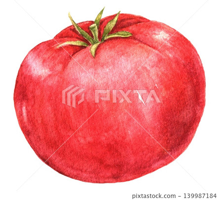 Tomato watercolor vegetable illustration for recipe cards, menu designs, food packaging, harvest themes and seasonal kitchen projects. Tomato watercolor vegetable illustration for recipe cards, menu designs, food packaging, harvest themes and seasonal kitchen projects. 139987184