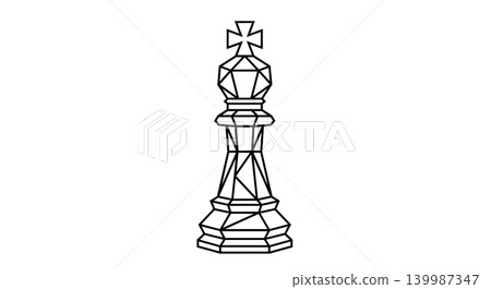 Geometric wireframe chess king piece low poly line art illustration Geometric wireframe chess king piece low poly line art illustration 139987347