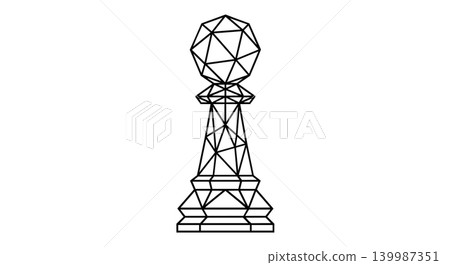 Geometric wireframe chess pawn piece low poly line art illustration Geometric wireframe chess pawn piece low poly line art illustration 139987351