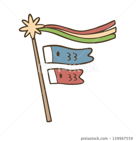 Cute illustration of carp streamers and wind socks | Children's Day / Tango no Sekku (Boys' Festival) Cute illustration of carp streamers and wind socks | Children's Day / Tango no Sekku (Boys' Festival) 139987559
