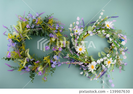 Midsummer Wreath with Maypole Ribbons. Midsummer Wreath with Maypole Ribbons. 139987630