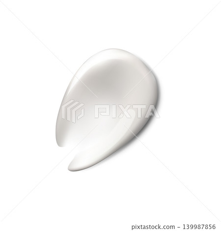 Realistic white cream swatch, 3D vector cream texture, creamy skin and body care beauty product smear, cosmetics sample 139987856