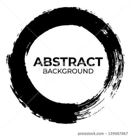 Black round paint brush stroke, vector realistic Abstract background, oil or acrylic paint stripe circle trace design 139987867