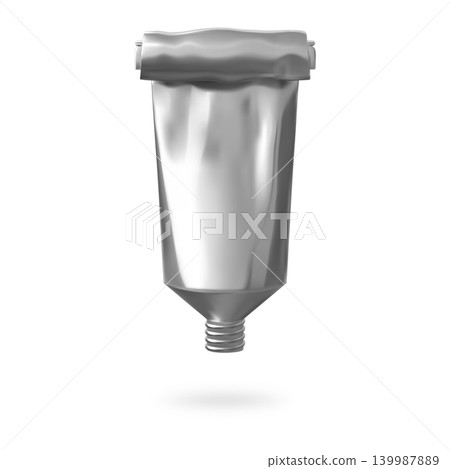 Silver metal tube squeezed twisted form, vector 3D realistic aluminum cosmetics products package rolled open tube Silver metal tube squeezed twisted form, vector 3D realistic aluminum cosmetics products package rolled open tube 139987889
