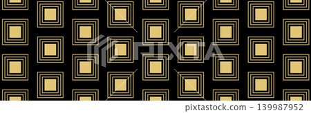 Art Deco Seamless Pattern with Gold Geometric Shapes on Black Background Art Deco Seamless Pattern with Gold Geometric Shapes on Black Background 139987952