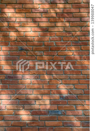Red brick wall texture with leafy shadows 139988047