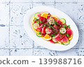 Sicilian tuna crudo, on a white plate, Italian dish, homemade, no people, 139988716