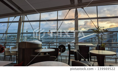 Dublin, Ireland - May 27, 2025: Dublin Airport terminal interior at sunrise Dublin, Ireland - May 27, 2025: Dublin Airport terminal interior at sunrise 139989522