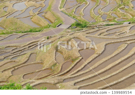 The Shiroyone Senmaida rice terraces before rice planting, May 2023. The Shiroyone Senmaida rice terraces before rice planting, May 2023. 139989554
