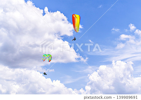 Paragliding adventure sport, free flight in nature Paragliding adventure sport, free flight in nature 139989691