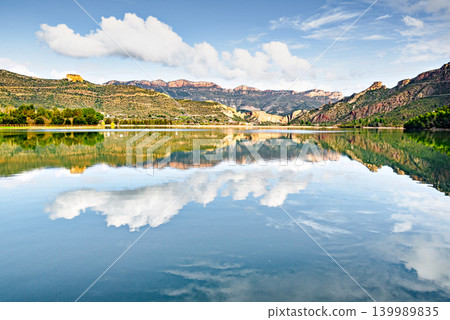 Landscape of the reservoir in the Sant Llorenc de Montgai Natural Reserve, Noguera region, Lleida, Catalonia Landscape of the reservoir in the Sant Llorenc de Montgai Natural Reserve, Noguera region, Lleida, Catalonia 139989835