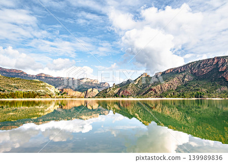 Landscape of the reservoir in the Sant Llorenc de Montgai Natural Reserve, Noguera region, Lleida, Catalonia Landscape of the reservoir in the Sant Llorenc de Montgai Natural Reserve, Noguera region, Lleida, Catalonia 139989836