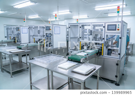 Automated packaging machinery in a cleanroom manufacturing facility 139989965