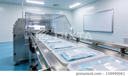 Automated packaging line in a sterile cleanroom environment for medical supplies Automated packaging line in a sterile cleanroom environment for medical supplies 139990061