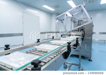 Automated packaging line in a sterile cleanroom environment for product manufacturing Automated packaging line in a sterile cleanroom environment for product manufacturing 139990088