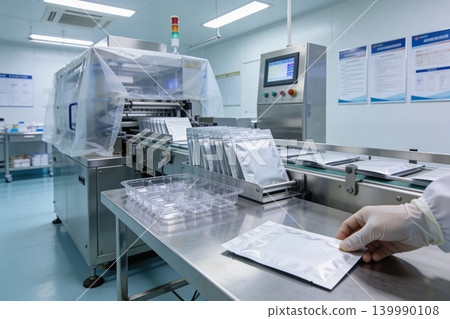 Automated packaging line in a sterile cleanroom environment for product manufacturing Automated packaging line in a sterile cleanroom environment for product manufacturing 139990108