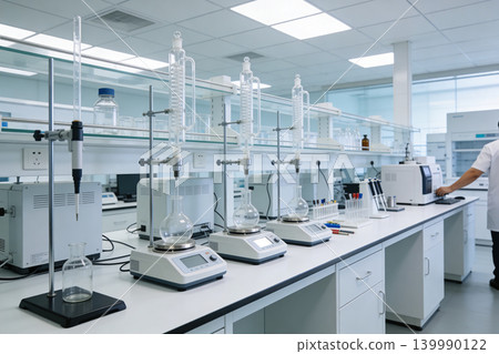 Modern laboratory equipment set up for scientific research and analysis Modern laboratory equipment set up for scientific research and analysis 139990122