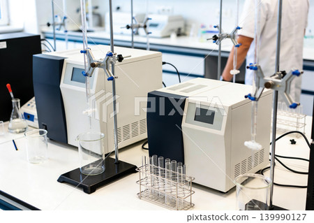 Modern laboratory equipment for scientific research and chemical analysis 139990127
