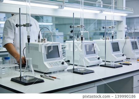 Modern laboratory equipment set up for scientific research and analysis Modern laboratory equipment set up for scientific research and analysis 139990186
