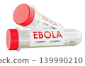 Ebola test tubes with positive and negative labels. 3D rendering 139990210