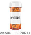 Expectorants medicine bottle with pills, 3d rendering 139990211