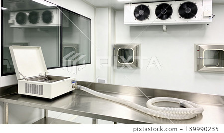 Cleanroom laboratory equipment with cooling fans and transfer window Cleanroom laboratory equipment with cooling fans and transfer window 139990235