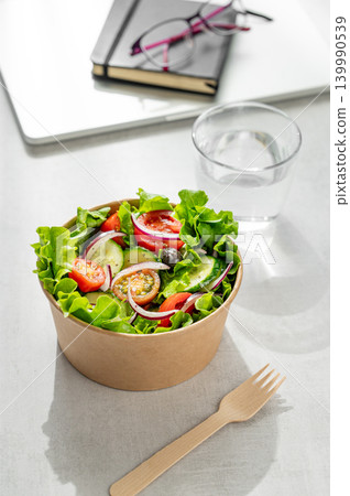 Healthy Salad Lunch While Working From Home Healthy Salad Lunch While Working From Home 139990539