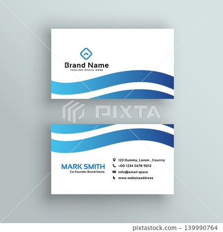 awesome blue wavy business card design awesome blue wavy business card design 139990764