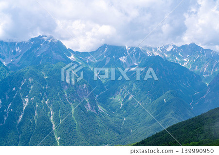 [Mountain Scenery] Summer mountain scenery viewed from the summit of Mt. Chogatake [Nagano Prefecture] 139990950