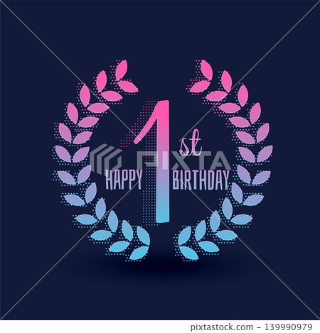 first happy birthday vector greeting 139990979