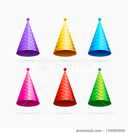set of colorful celebration or happy birthday caps set of colorful celebration or happy birthday caps 139990980