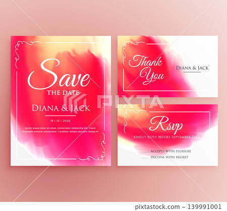 abstract watercolor wedding invitation card set abstract watercolor wedding invitation card set 139991001