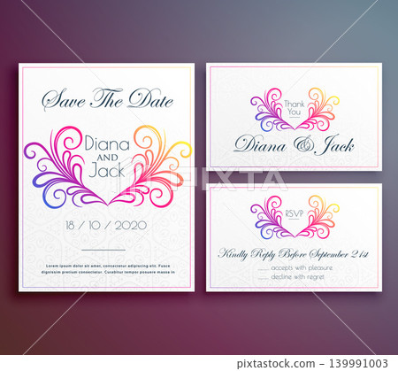 cute wedding invitation card with floral heart cute wedding invitation card with floral heart 139991003