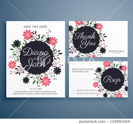 wedding invitation suite set with flower decoration 139991004