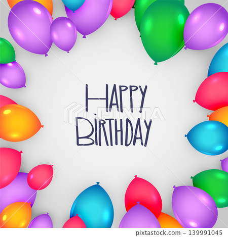 happy birthday card design with colorful balloons 139991045