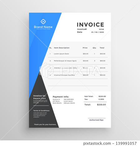 minimal blue and black invoice business template 139991057