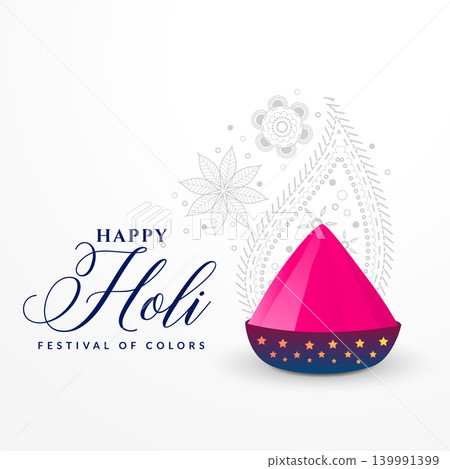 happy holi elegant card design with pink powder colors 139991399