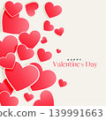 beautiful pink scattered hearts valentine's day background 139991663
