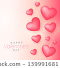 beautiful pink valentine's day background with 3d hearts 139991681