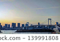 Rainbow Bridge and the harbor at sunset 139991808