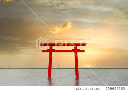 茨城縣鹿島神社第一隻鳥居的景色。 茨城縣鹿島神社第一隻鳥居的景色。 139992363