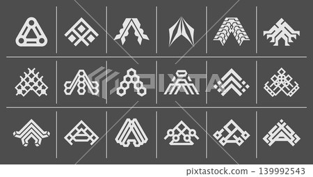 Geometric abstract business letter A logo symbol set 139992543