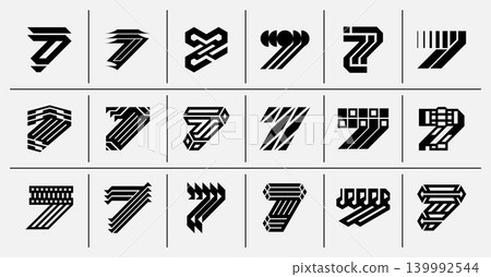 Ornate line abstract number 7 brand logo bundle Ornate line abstract number 7 brand logo bundle 139992544