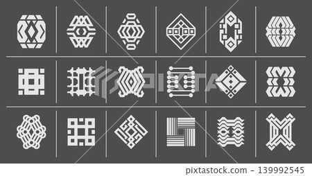 Set of modern line abstract shape letter O logo Set of modern line abstract shape letter O logo 139992545