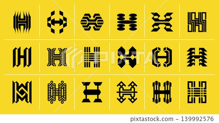 Minimalist abstract monogram H letter logo set Minimalist abstract monogram H letter logo set 139992576