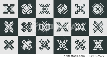 Decorative abstract letter X logo collection Decorative abstract letter X logo collection 139992577