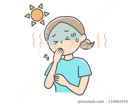 一名年輕女子因中暑出現噁心症狀。 一名年輕女子因中暑出現噁心症狀。 139992976